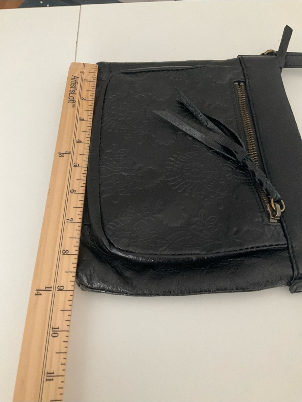 The Sak Black Embossed Leather Crossbody with Tassel - Picture 9 of 10
